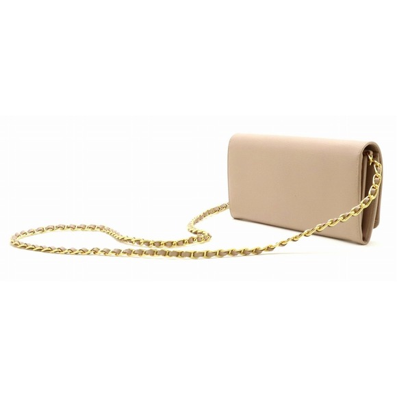 Prada Tan Leather Chain Saffiano Pink 2WAY Wallet - Picture 1 of 9